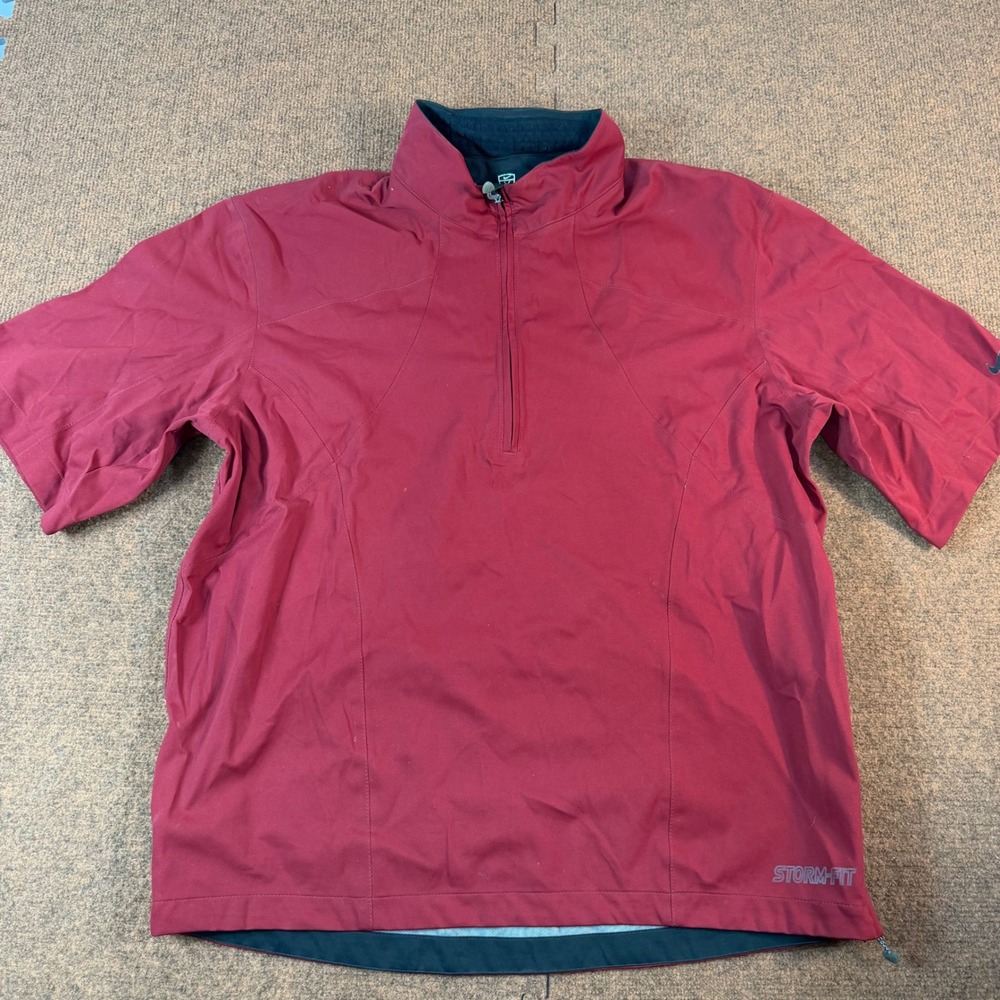 Nike Golf Storm-FIT Mens Large 1/4 Zip Short Sleeve Windshirt Pullover Burgundy